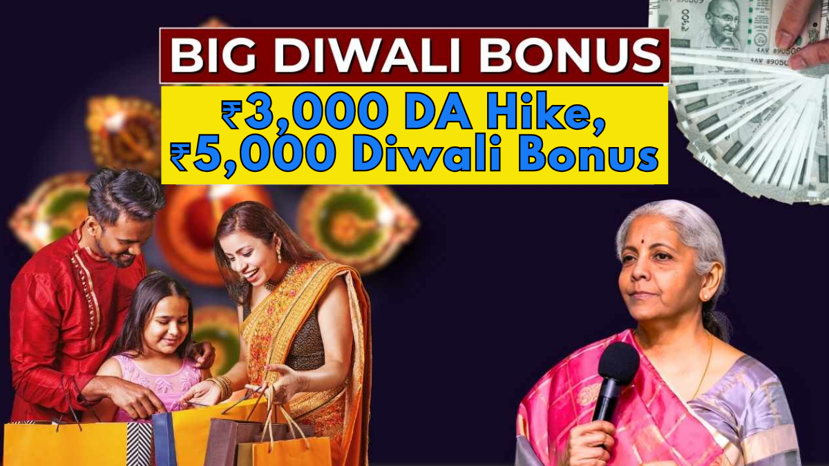 Festive Package 2025 for Central Government Staff: ₹3,000 DA Hike, ₹5,000 Diwali Bonus